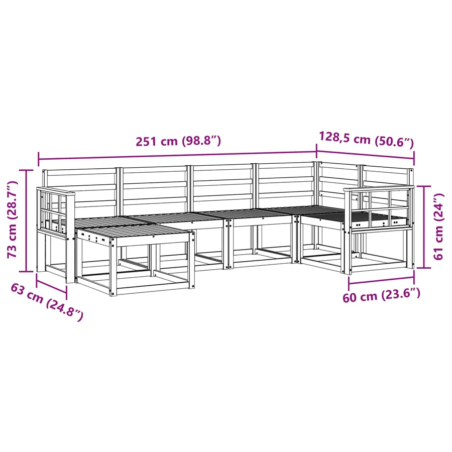 Ensemble de canapés d'extérieur 6 pcs Blanc - 8