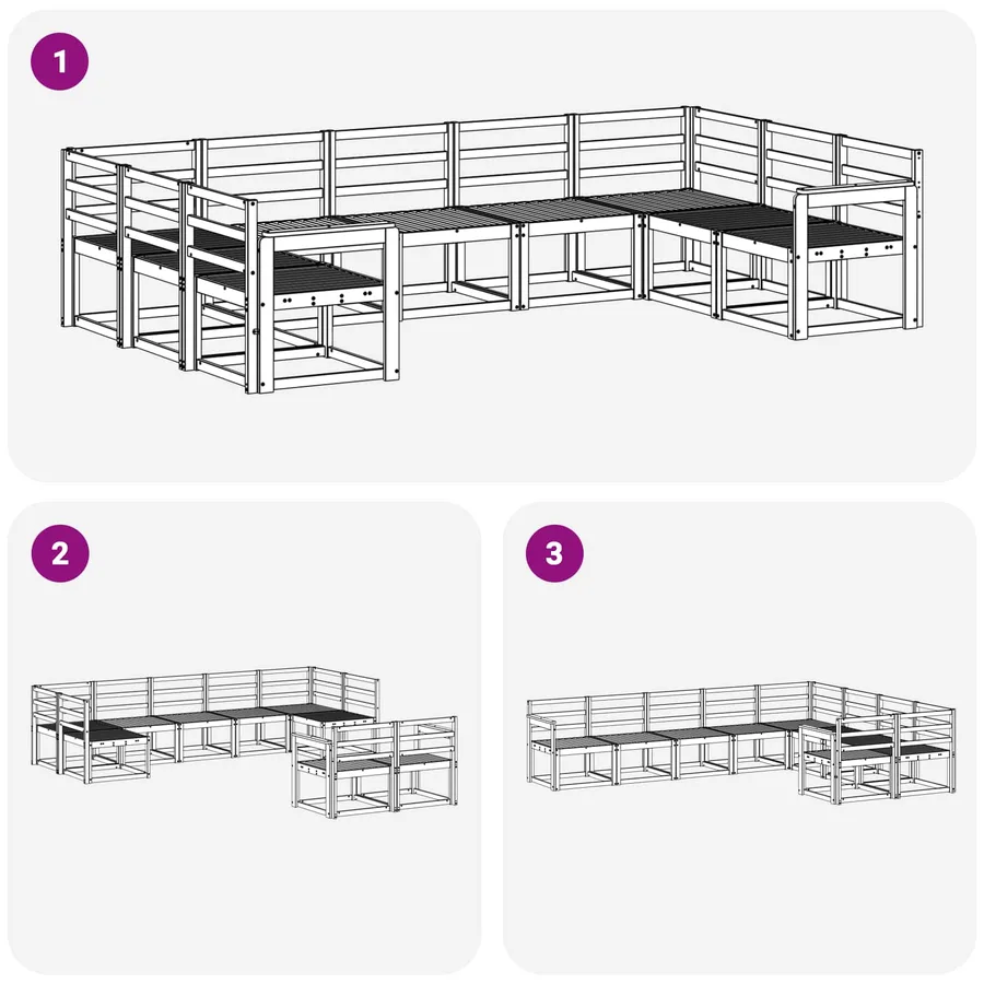 Ensemble de canapés d'extérieur 9 pcs Blanc - 6