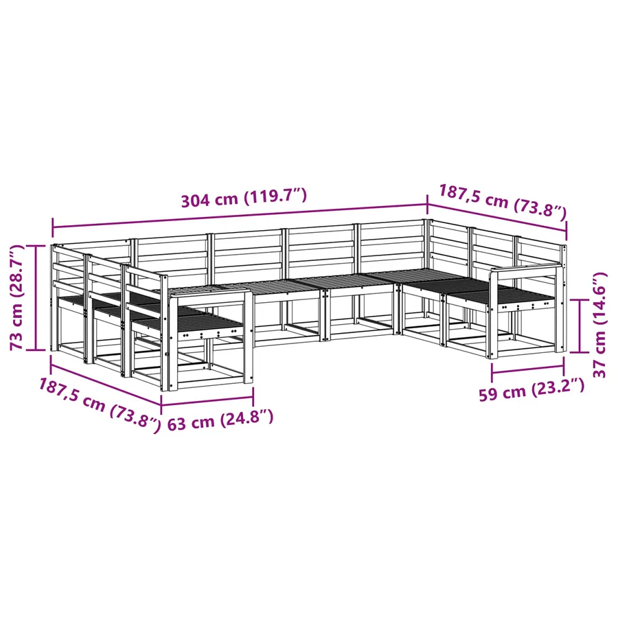 Ensemble de canapés d'extérieur 9 pcs Blanc - 7