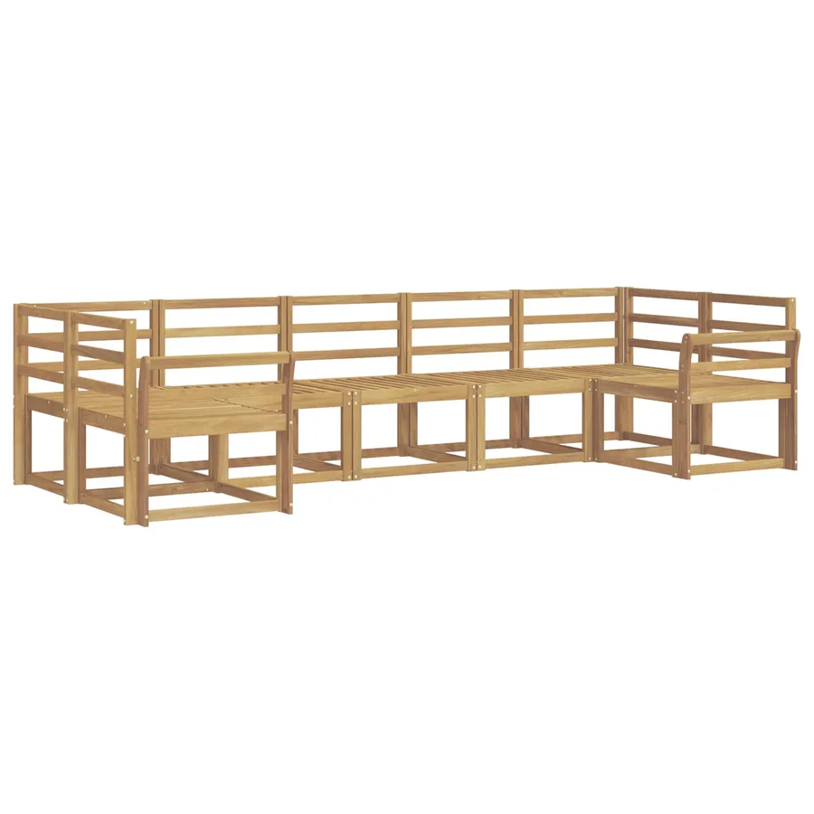 Ensemble de canapés d'extérieur 7 pc Blanc Bois d'Acacia Massif - 2