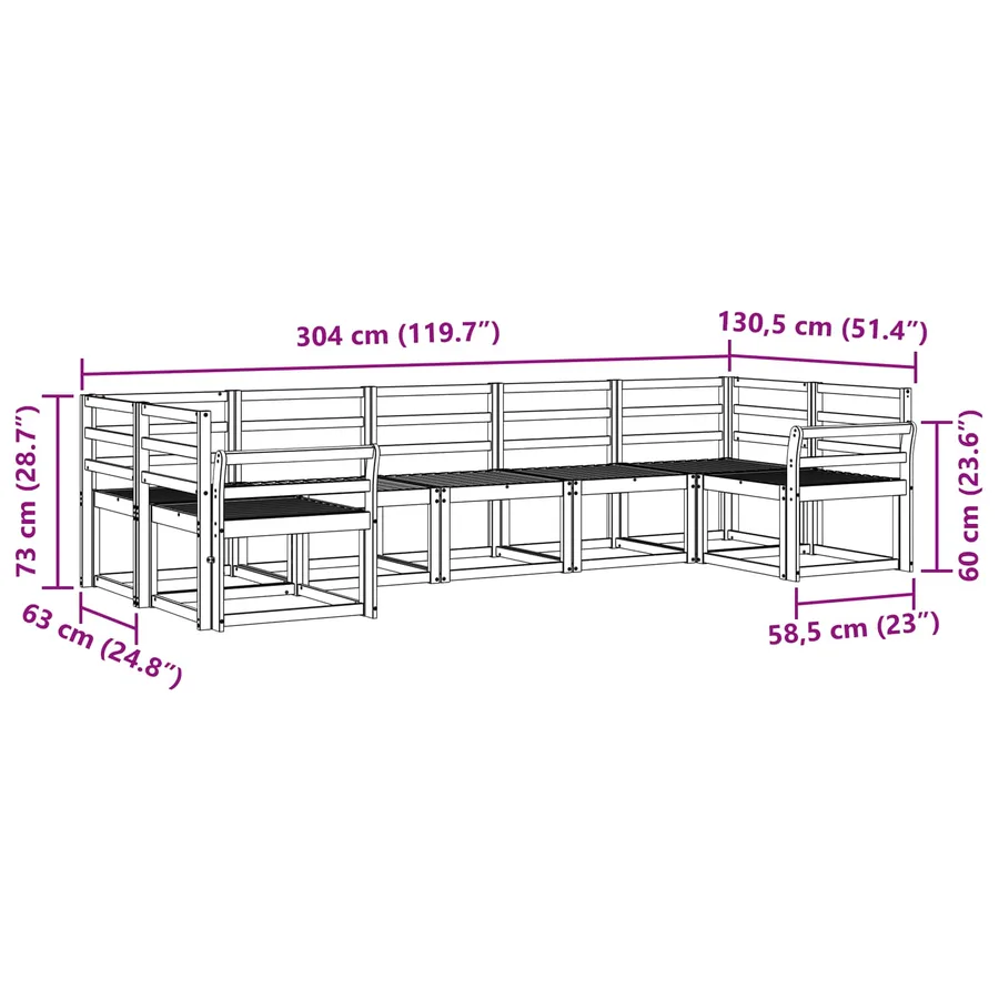 Ensemble de canapés d'extérieur 7 pc Blanc Bois d'Acacia Massif - 6