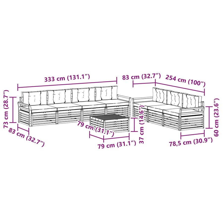 Ensemble de canapés d'extérieur 8 pc Blanc et Beige - 7