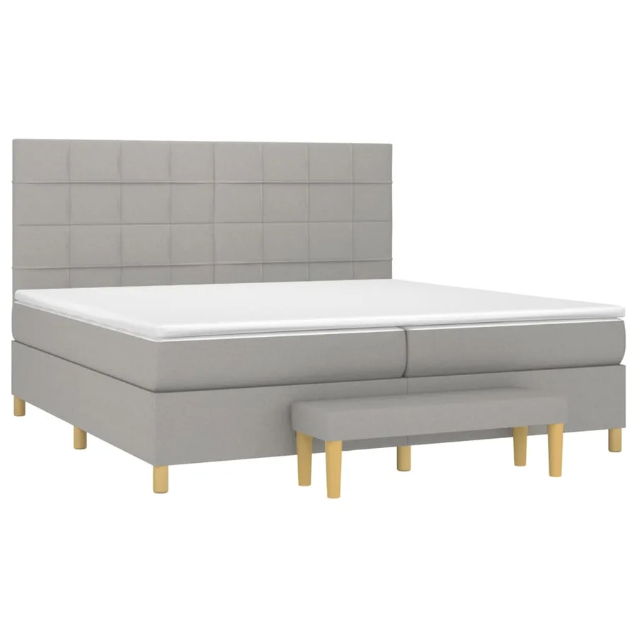 Sommier à lattes de lit avec matelas Gris clair 200x200cm Tissu - 3