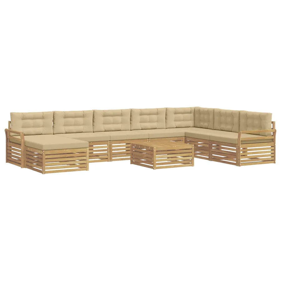 Ensemble de canapés d'extérieur 9 pc Blanc et Beige - 2