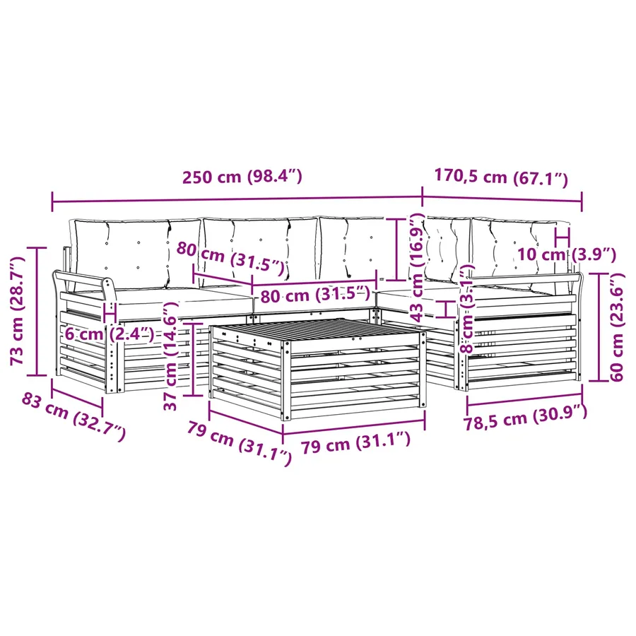 Ensemble de canapés d'extérieur 5 pc Blanc et anthracite - 7