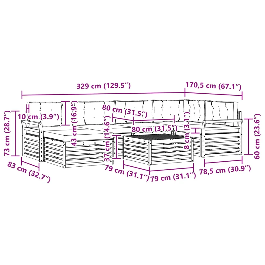 Ensemble de canapés d'extérieur 7 pc Blanc et anthracite - 8