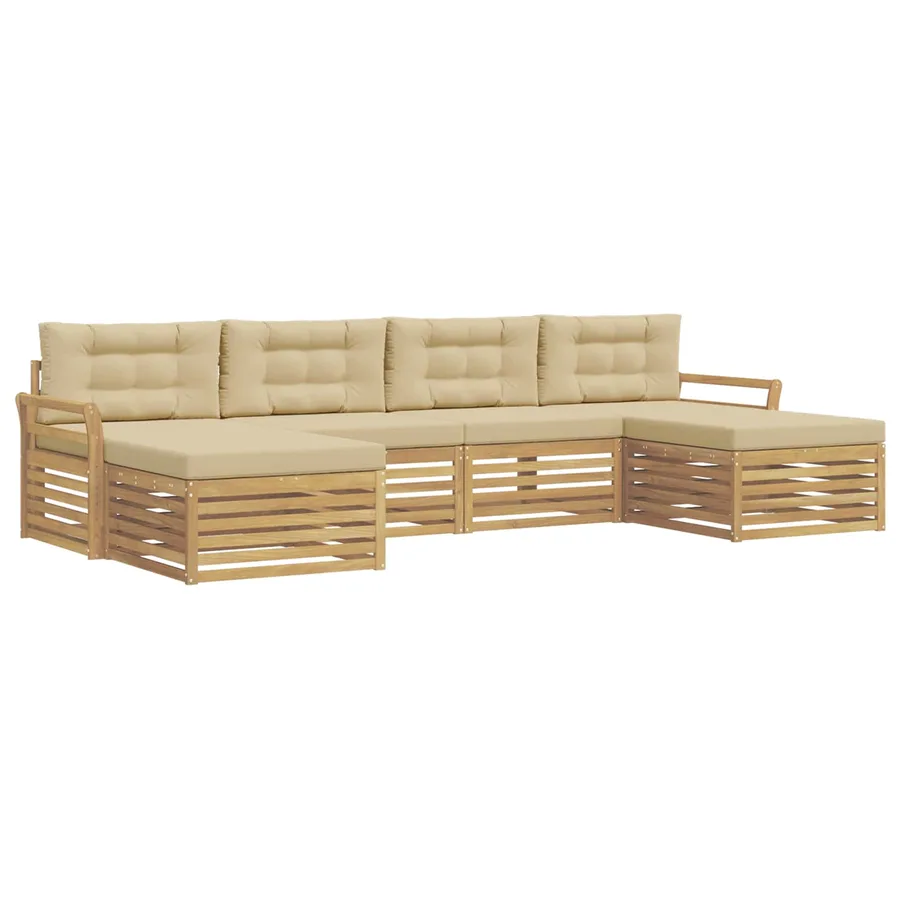 Ensemble de canapés d'extérieur 6 pc Blanc et Beige - 2