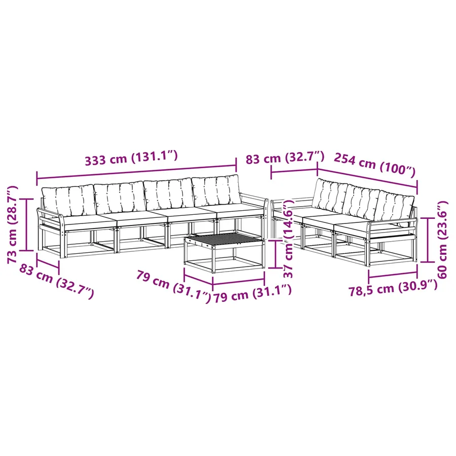 Ensemble de canapés d'extérieur 8 pcs Blanc et crème - 8