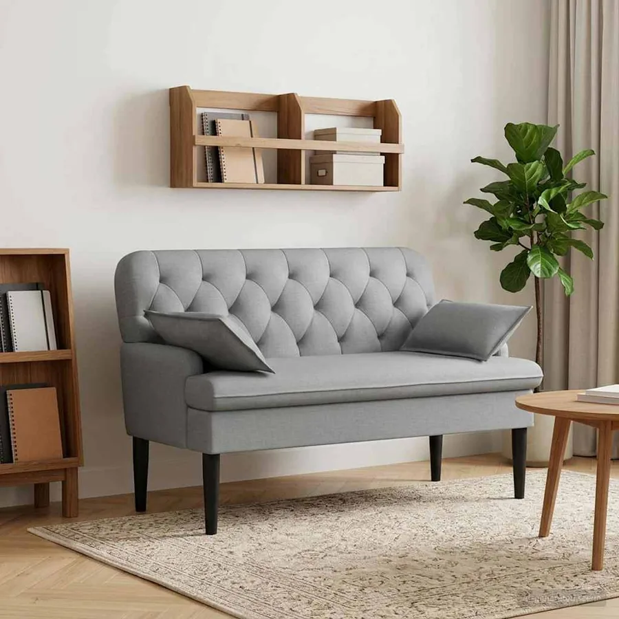 Canapé love seat avec capitonnage en boutons Gris clair Tissu