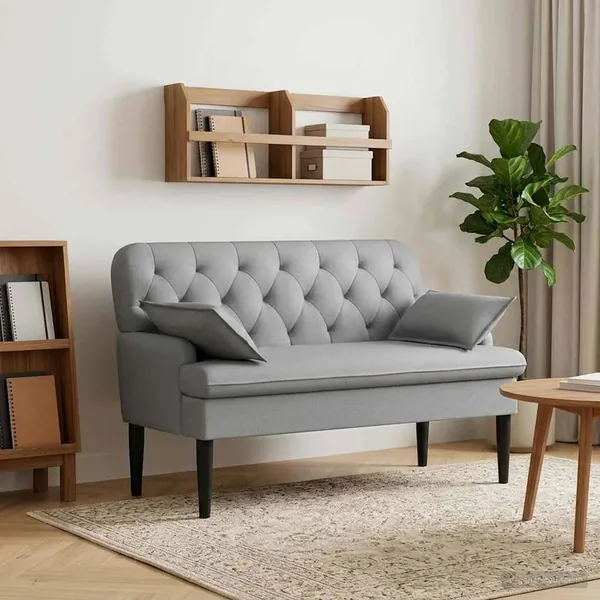 Canapé love seat avec capitonnage en boutons Gris clair Tissu