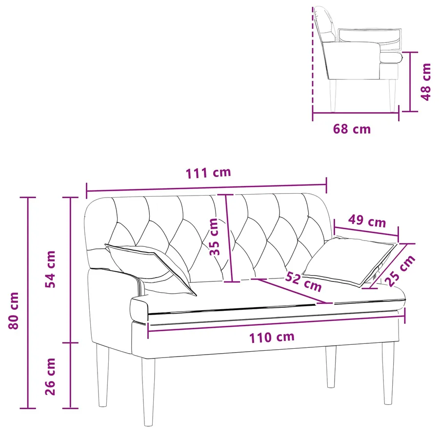 Canapé love seat avec capitonnage en boutons Gris clair Tissu - 10