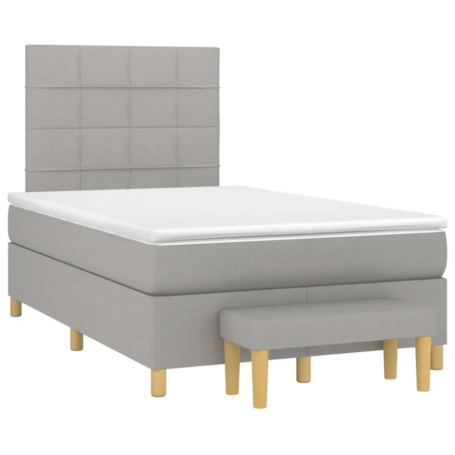 Sommier à lattes de lit avec matelas Gris clair 120x200cm Tissu - 3