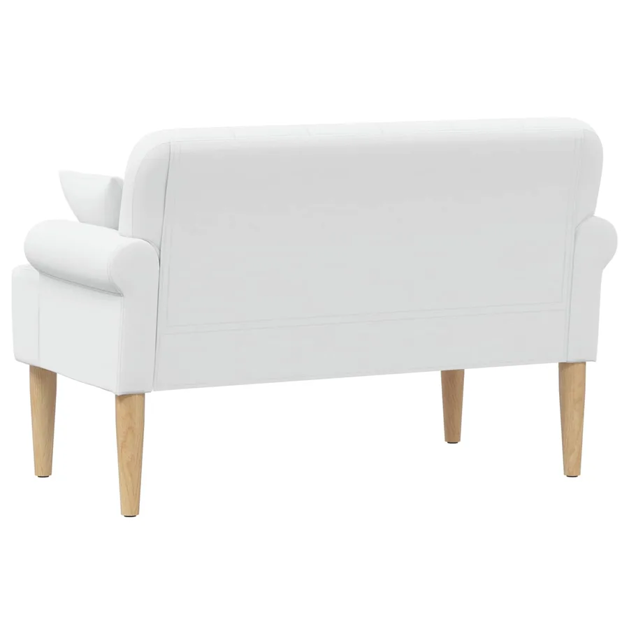 Canapé love seat avec capitonnage en boutons Blanc Tissu - 5