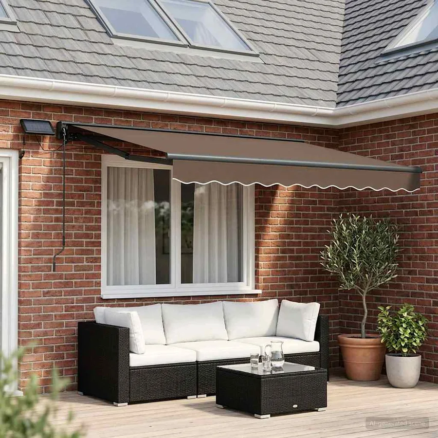 Cadre de store manuel avec LEDs Taupe 3 x 2 m - 3