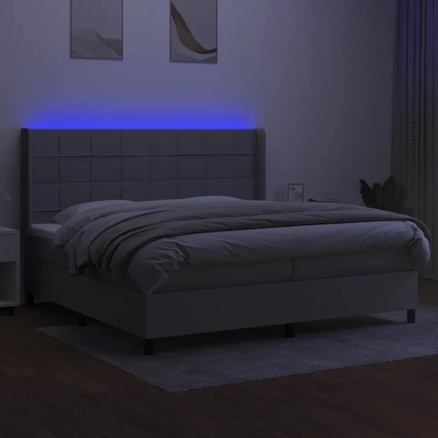 Sommier à lattes de lit matelas LED Gris clair 200x200 cm Tissu - 3