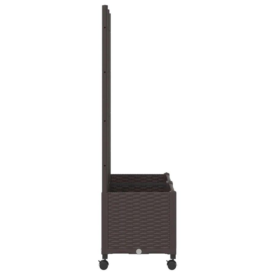 Bac de jardin avec treillis et roues Marron 80 x 40 x 146 cm PP - 4