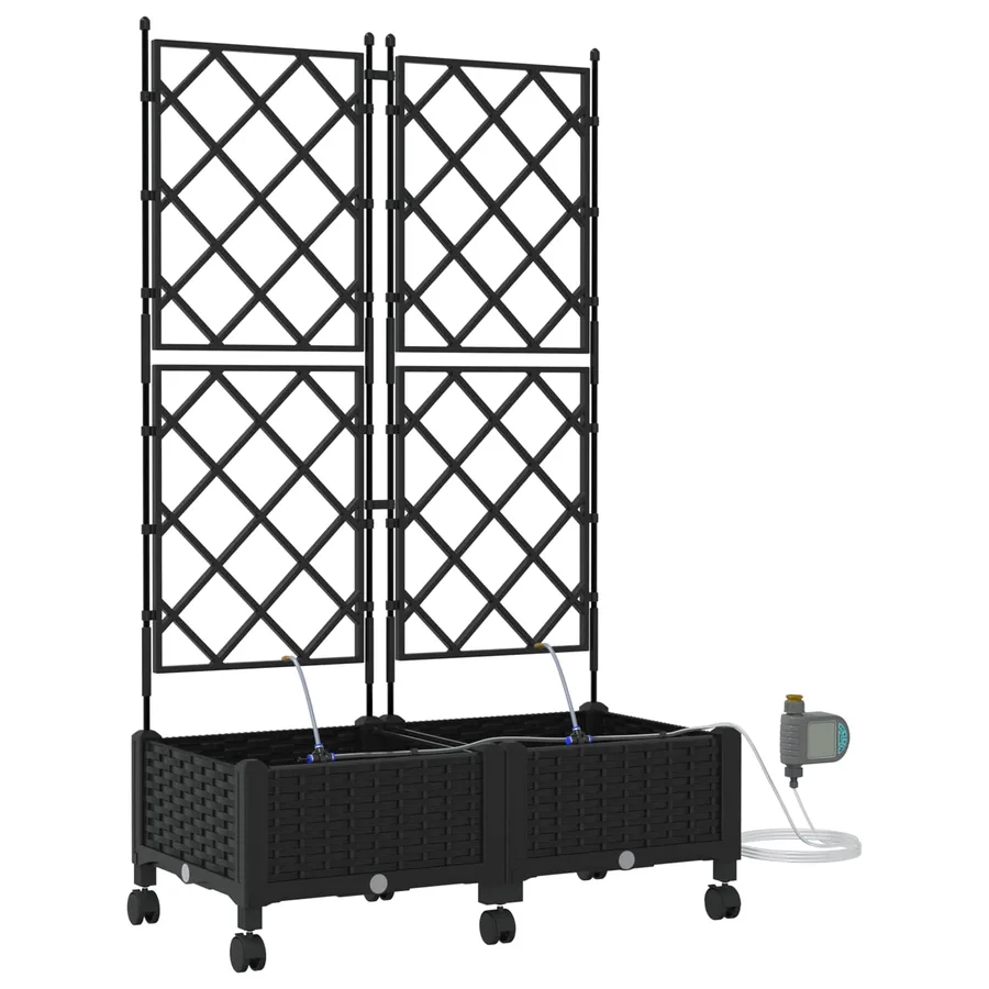 Porte-plante de jardin avec irrigation et roues 2 pc Noir PP - 2