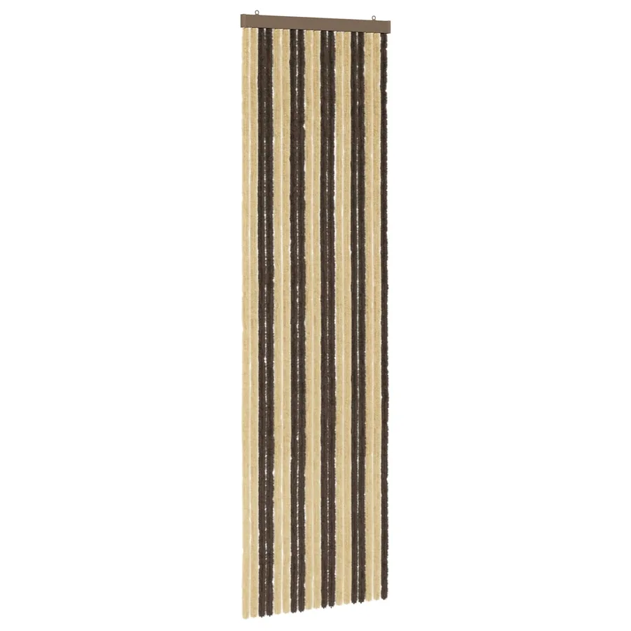 Rideau anti-insectes en chenille Marron foncé et beige - 2