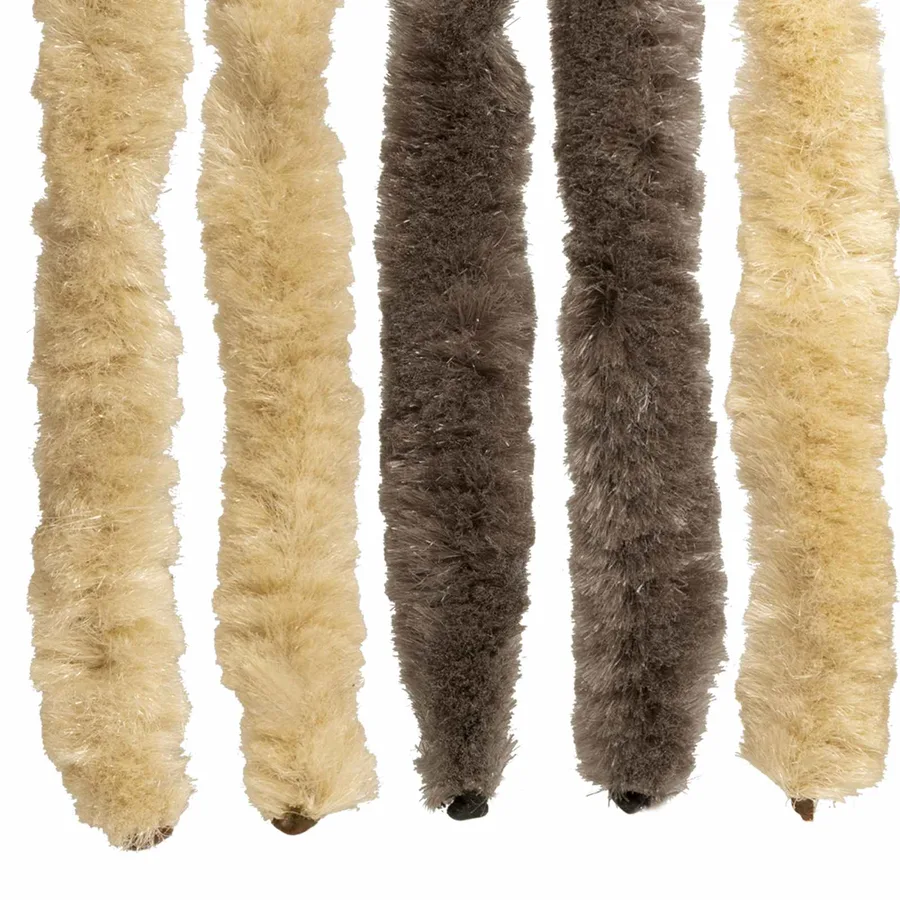 Rideau anti-insectes en chenille Marron foncé et beige - 5