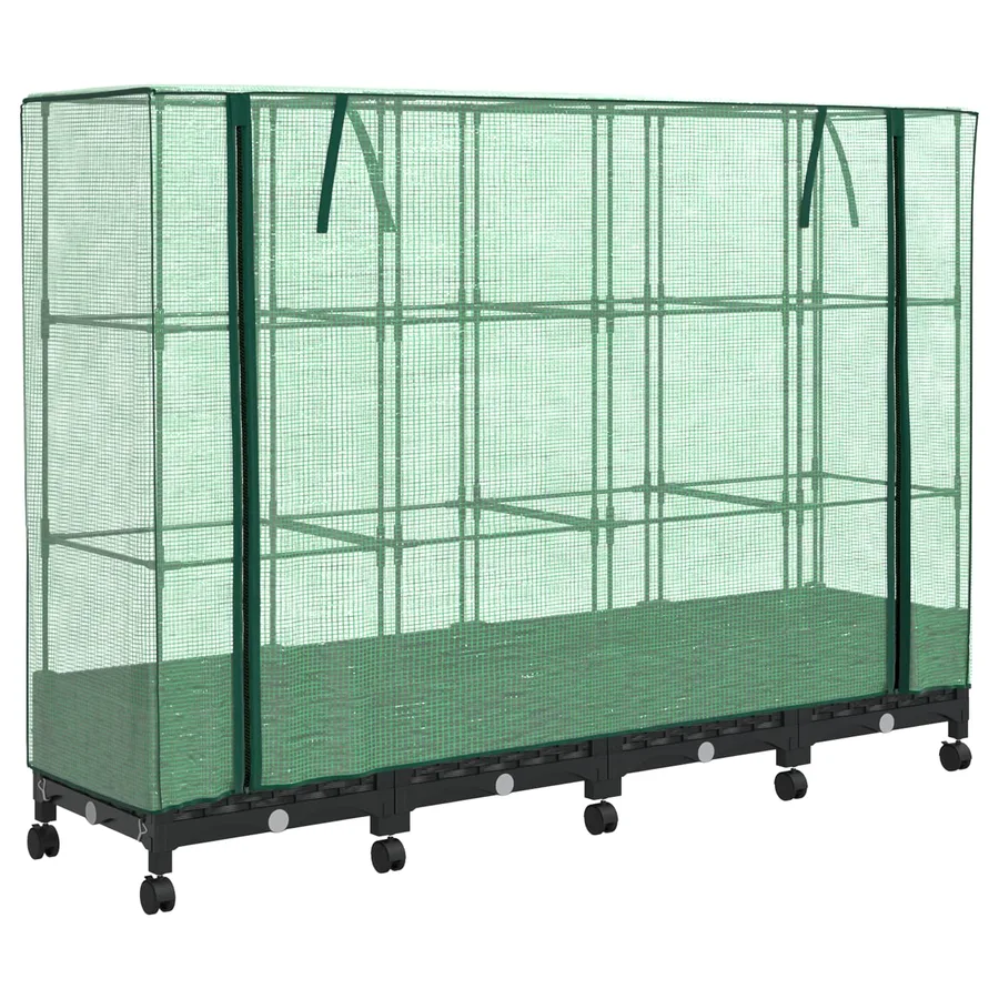 Jardinière de jardin avec couverture de serre et roues 4 pc PP - 2