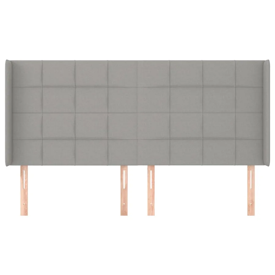 Tête de lit avec oreilles Gris clair 203x16x118/128 cm Tissu - 3