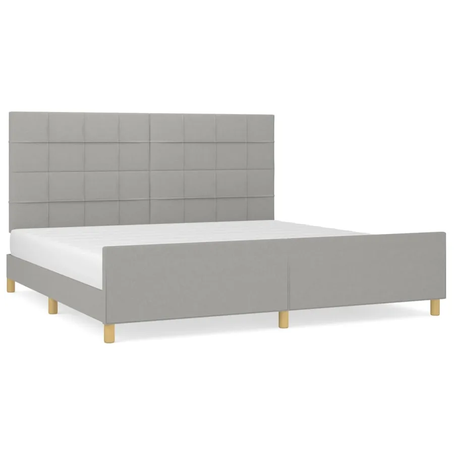 Cadre de lit sans matelas gris clair 200x200 cm tissu - 2