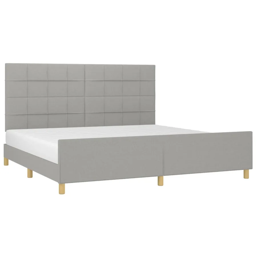 Cadre de lit sans matelas gris clair 200x200 cm tissu - 3