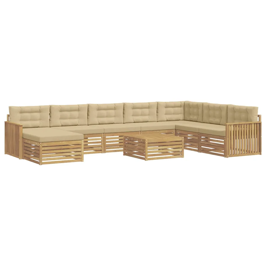 Ensemble de canapés d'extérieur 9 pc Blanc et Beige - 2