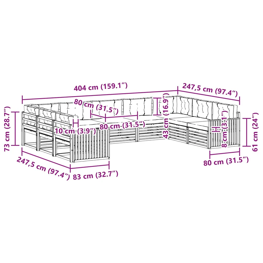 Ensemble de canapés d'extérieur 9 pc Blanc et anthracite - 8