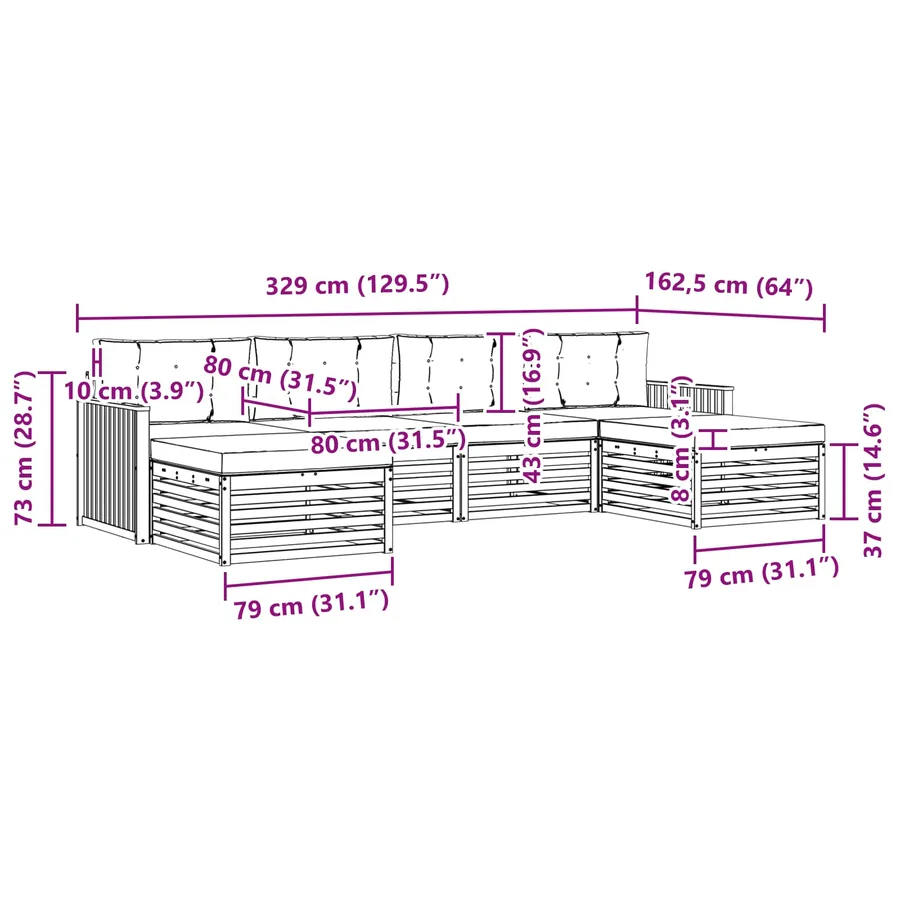 Ensemble de canapés d'extérieur 6 pc Blanc et Beige - 6