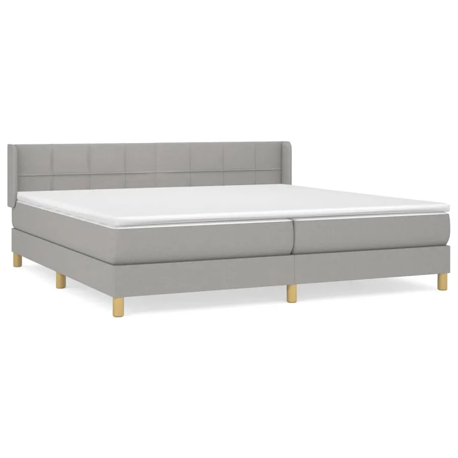 Sommier à lattes de lit avec matelas Gris clair 200x200cm Tissu - 2