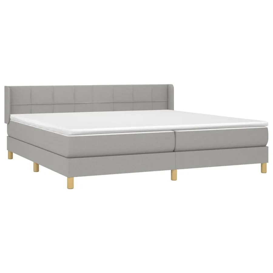 Sommier à lattes de lit avec matelas Gris clair 200x200cm Tissu - 3