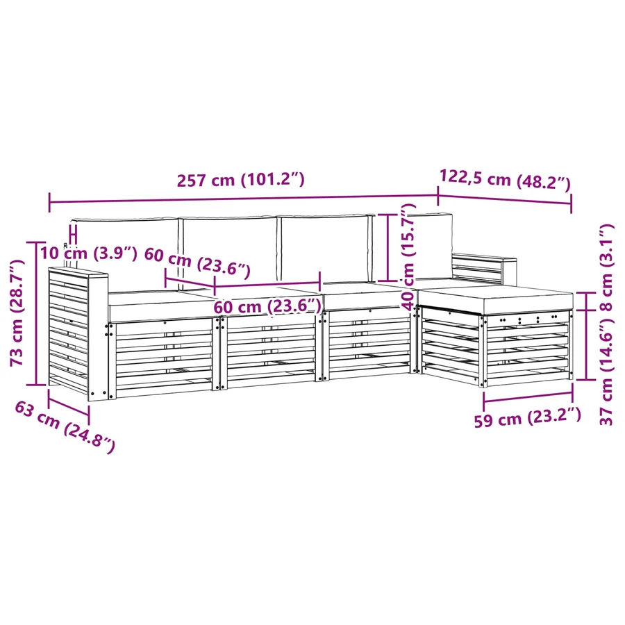 Ensemble de canapés d'extérieur 5 pcs Blanc et crème - 6