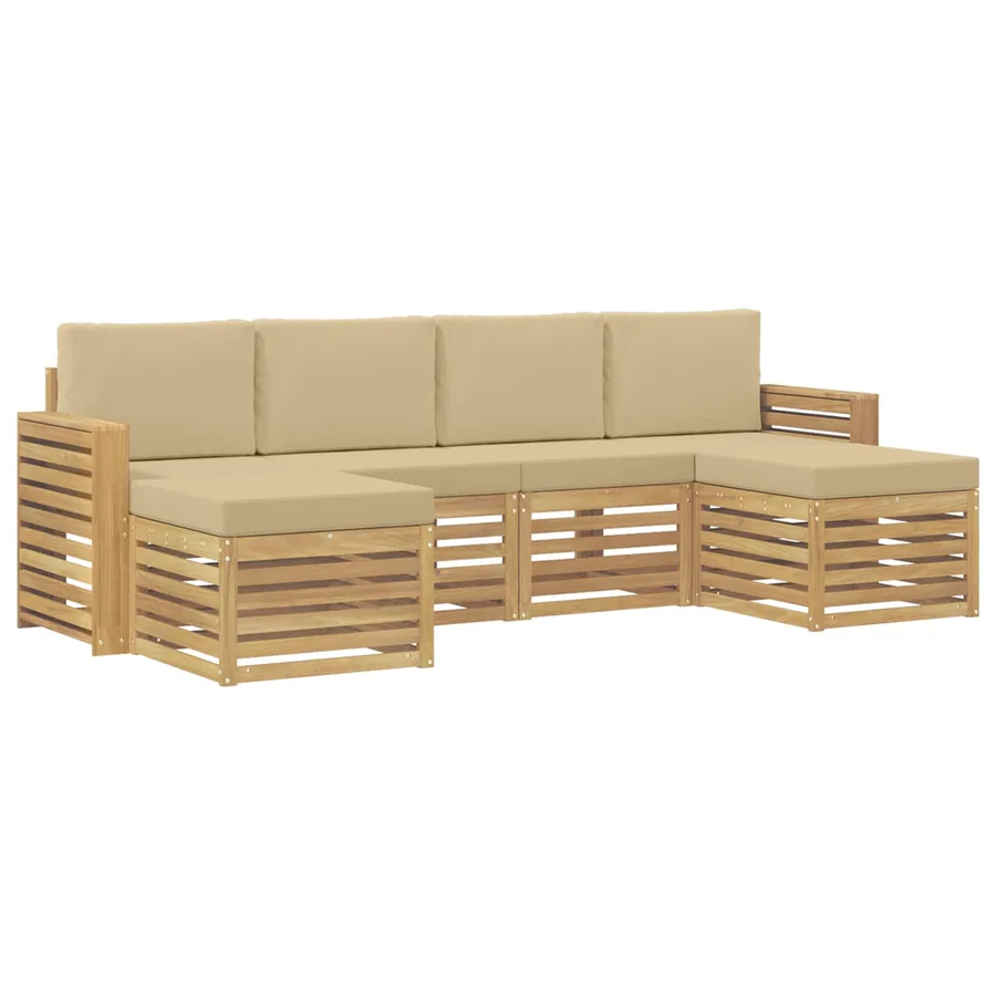 Ensemble de canapés d'extérieur 6 pcs Blanc et Beige - 2