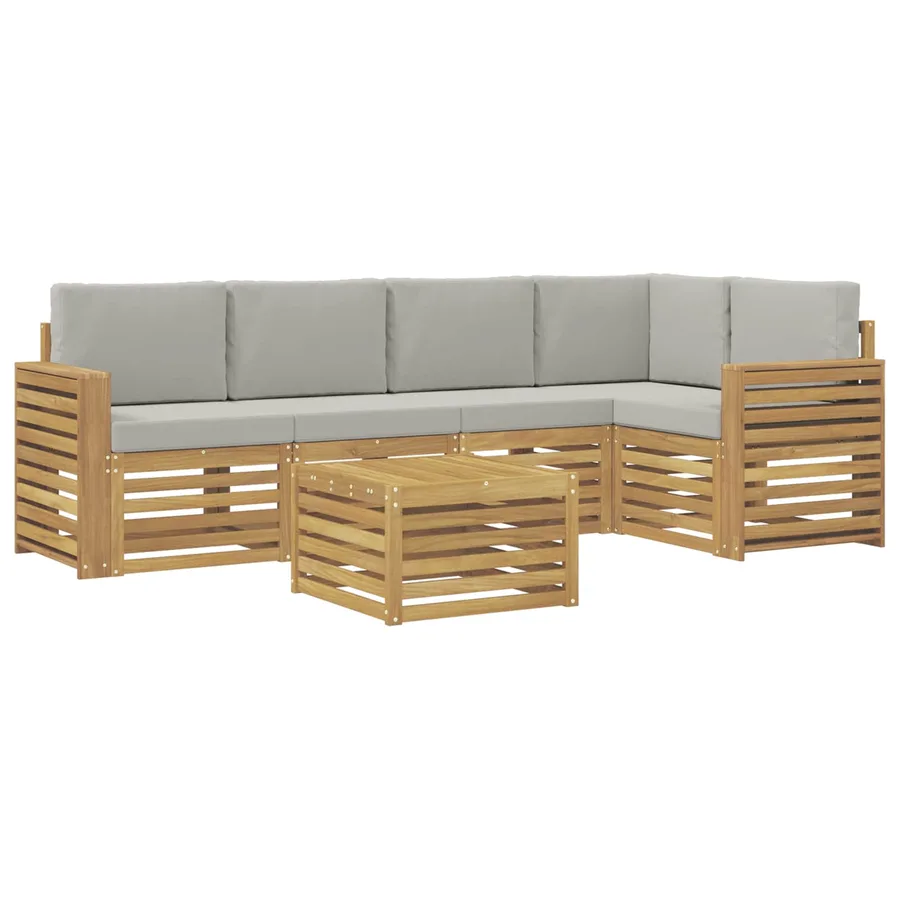 Ensemble de canapés d'extérieur 6 pcs Blanc et gris clair - 2