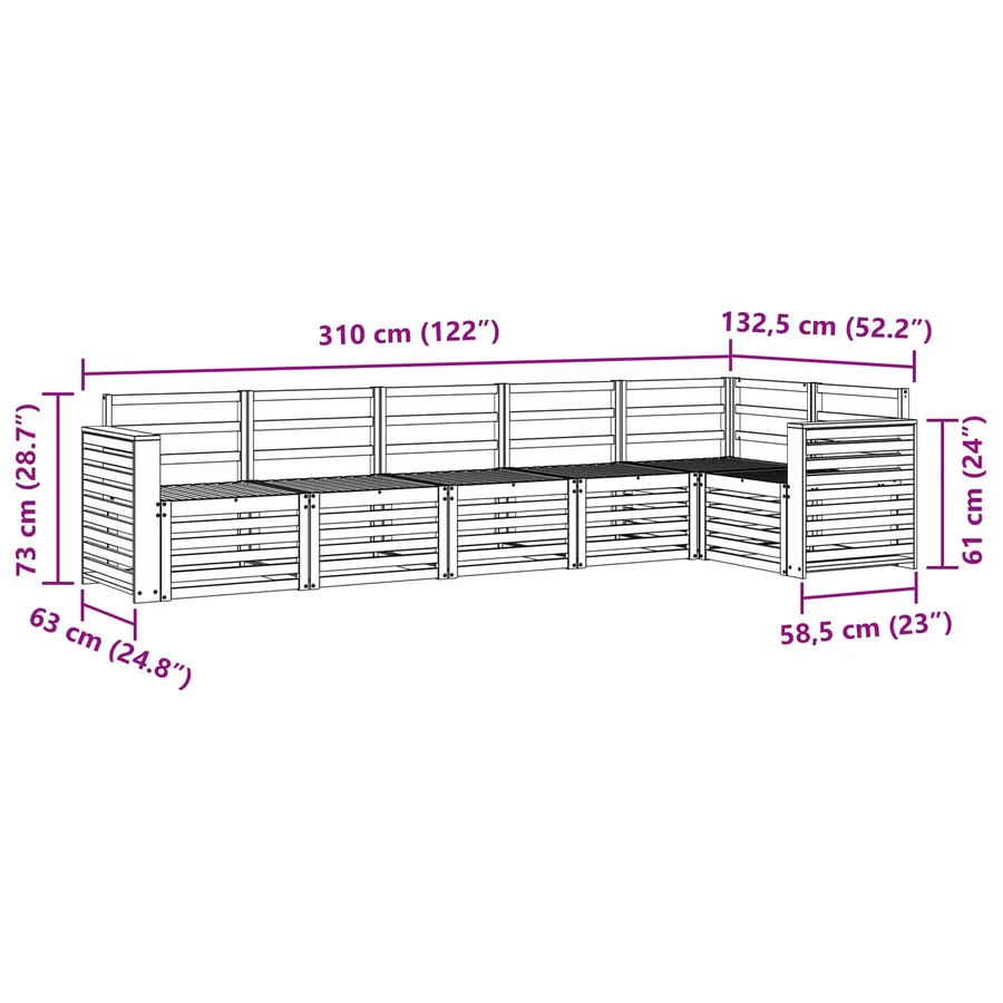 Ensemble de canapés d'extérieur 6 pcs Blanc 310 x 132,5 x 73 cm - 7