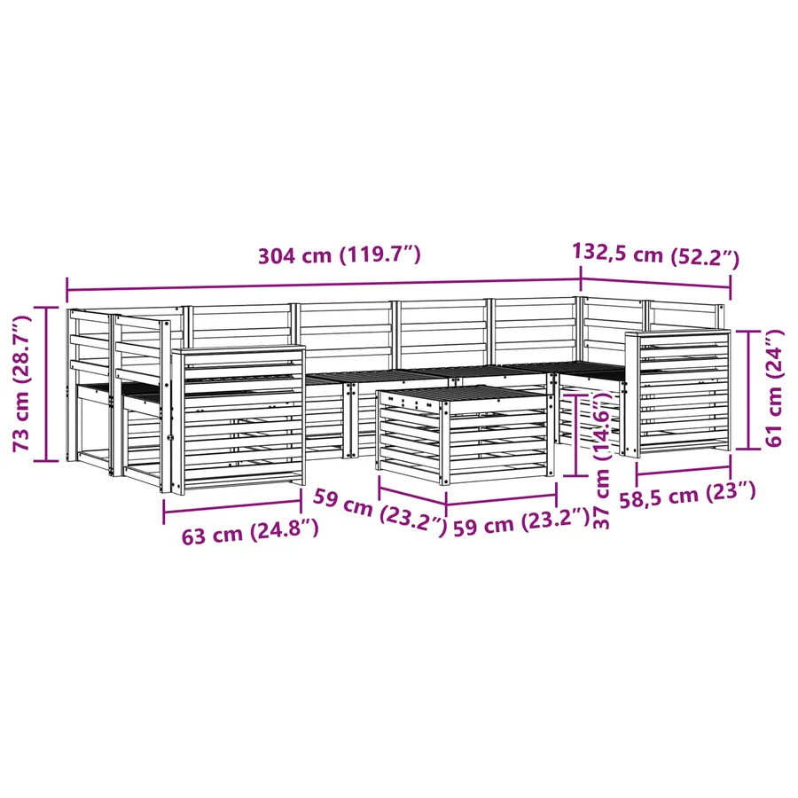 Ensemble de canapés d'extérieur 8 pcs Blanc - 8