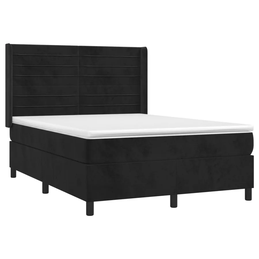 Sommier à lattes de lit avec matelas Noir 140x200 cm Velours - 3