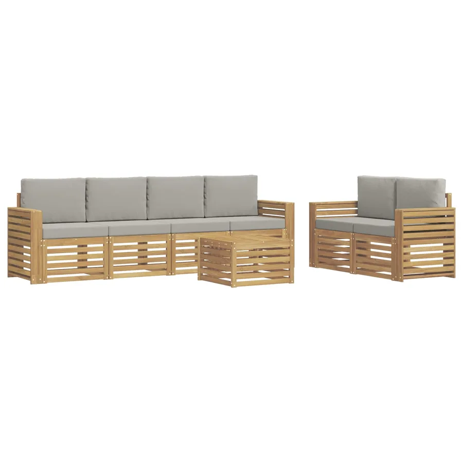 Ensemble de canapés d'extérieur 7 pcs Blanc et gris clair - 2