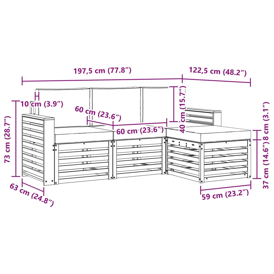 Ensemble de canapés d'extérieur 4 pcs Blanc et anthracite - 6