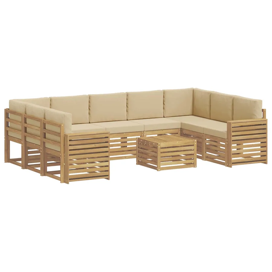 Ensemble de canapés d'extérieur 10 pcs Blanc et Beige - 2