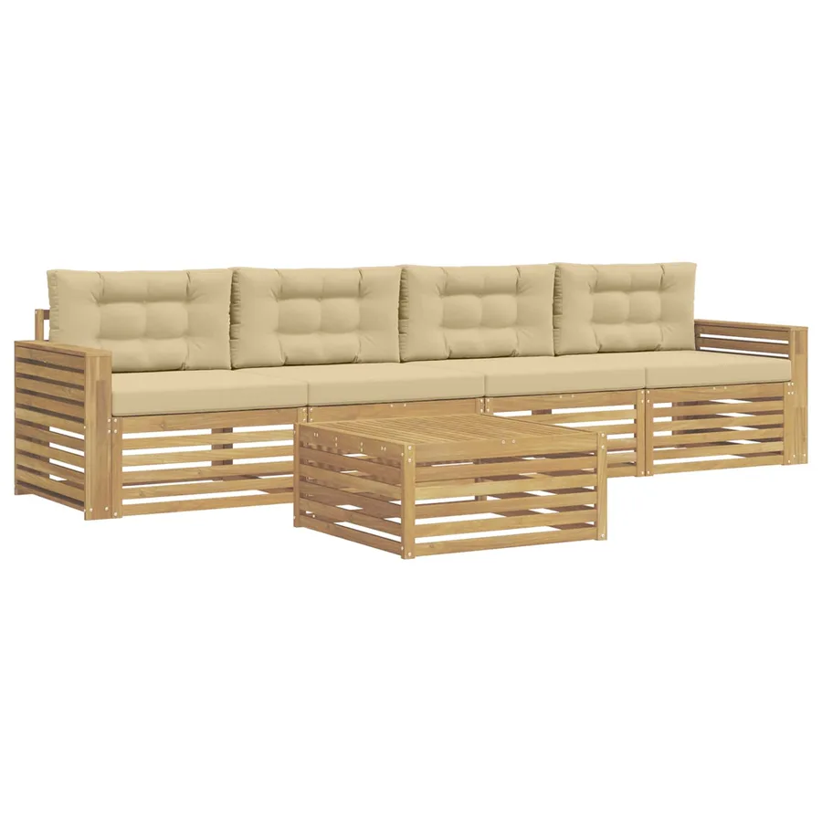 Ensemble de canapés d'extérieur 5 pc Blanc et Beige - 2