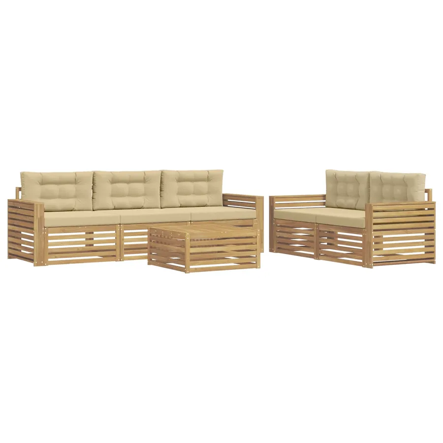Ensemble de canapés d'extérieur 6 pc Blanc et Beige - 2
