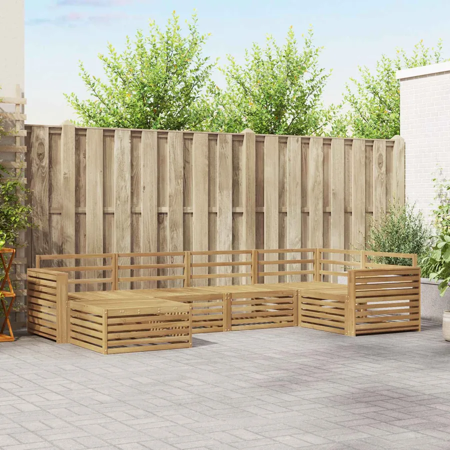 Ensemble de canapés d'extérieur 6 pc Blanc Bois d'Acacia Massif