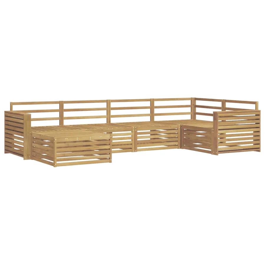 Ensemble de canapés d'extérieur 6 pc Blanc Bois d'Acacia Massif - 2
