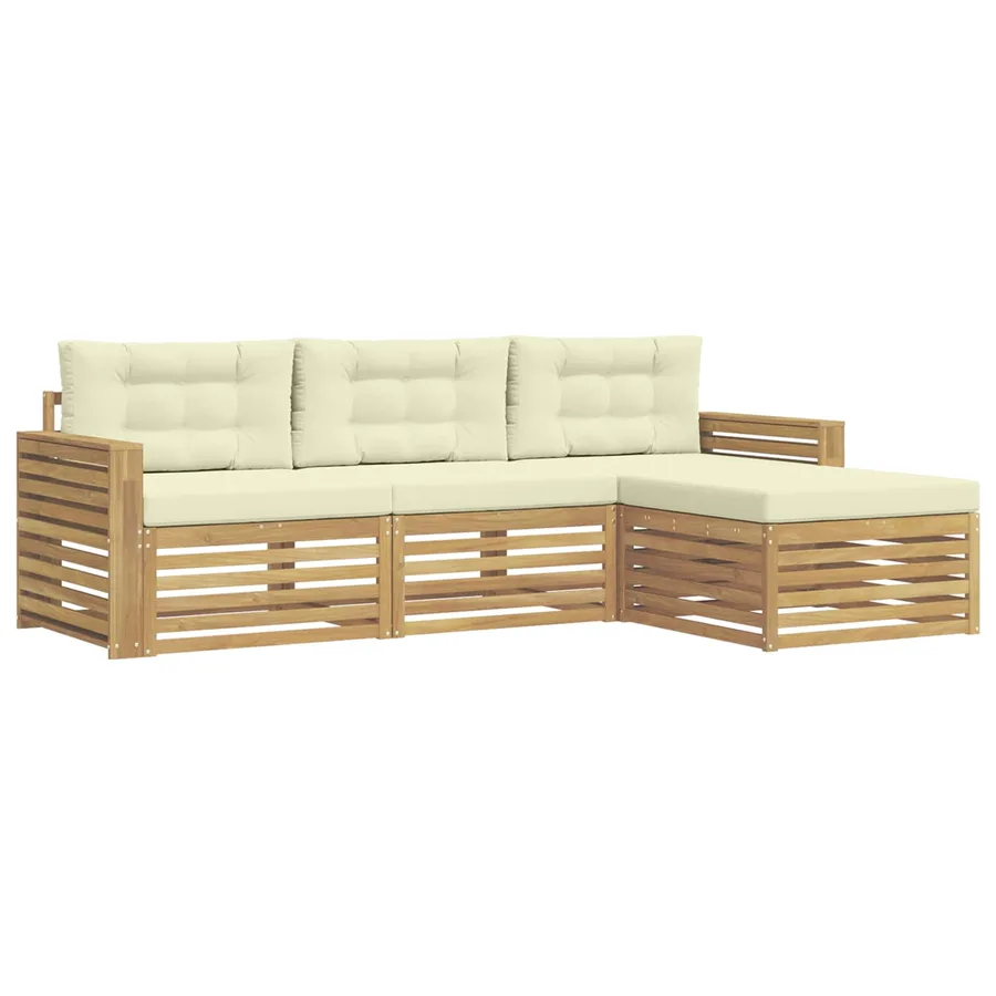 Ensemble de canapés d'extérieur 4 pc Blanc et crème - 2