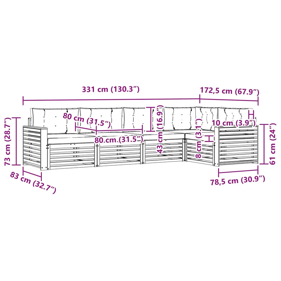 Ensemble de canapés d'extérieur 5 pc Blanc et gris clair - 8