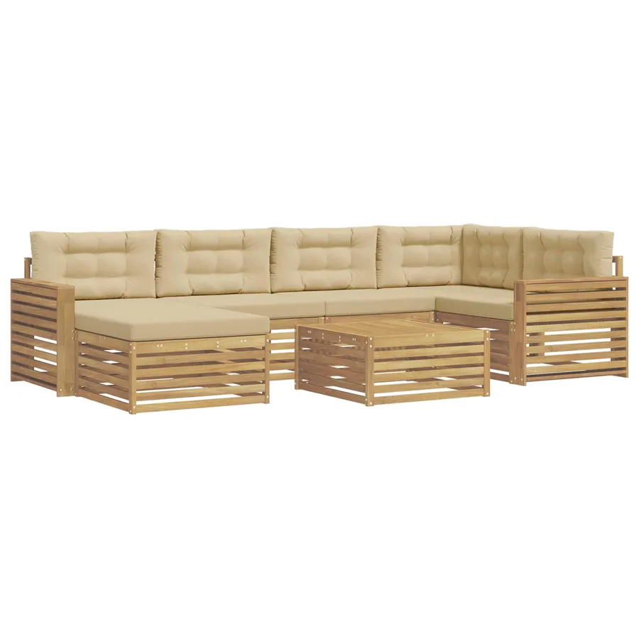 Ensemble de canapés d'extérieur 7 pc Blanc et Beige - 2