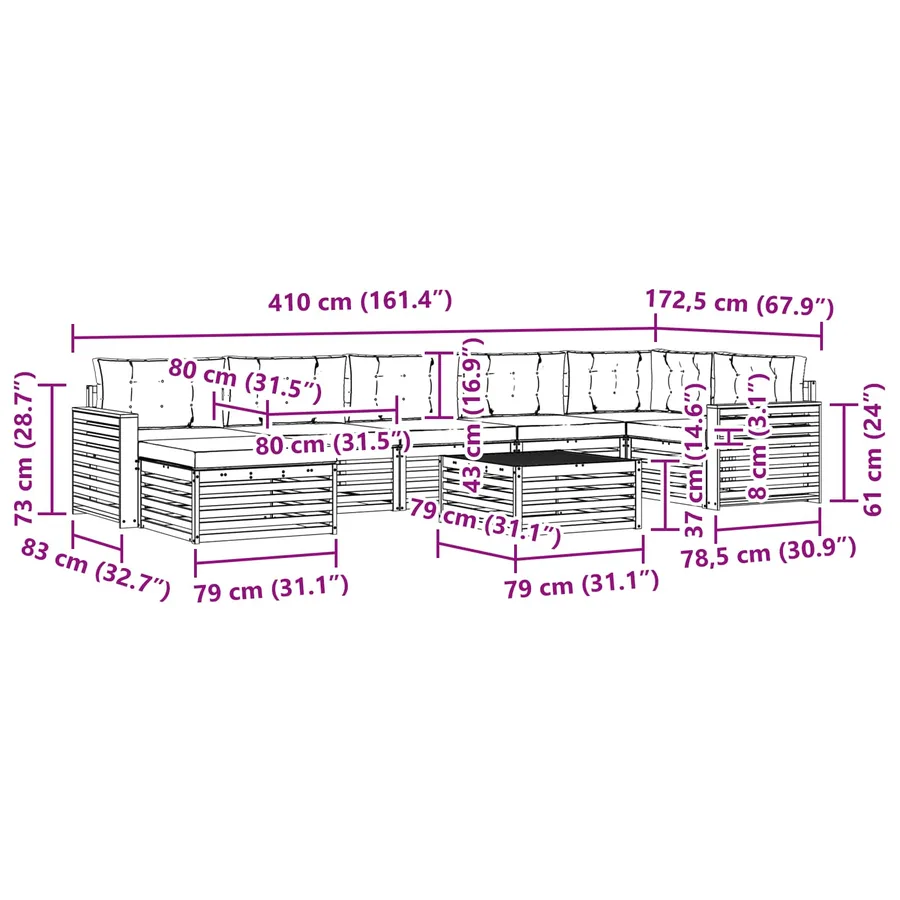 Ensemble de canapés d'extérieur 8 pc Blanc et Beige - 9