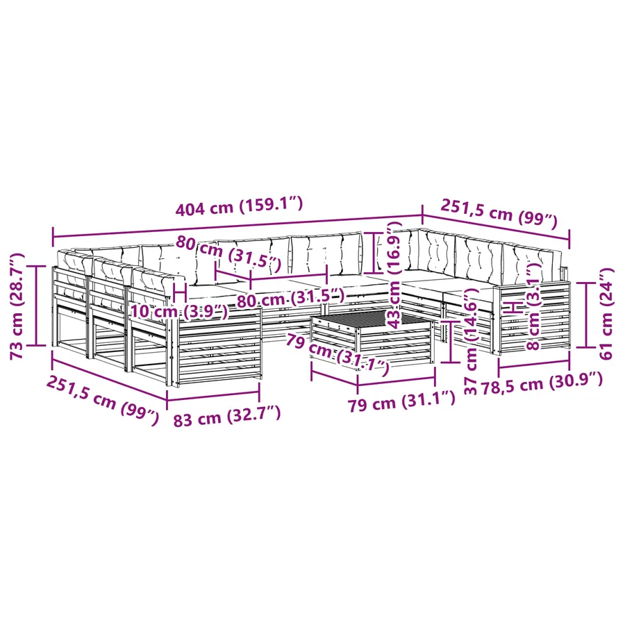 Ensemble de canapés d'extérieur 10 pc Blanc et anthracite - 8